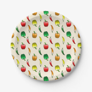 Assiettes En Carton Poivrons Colorés et Magnifiques