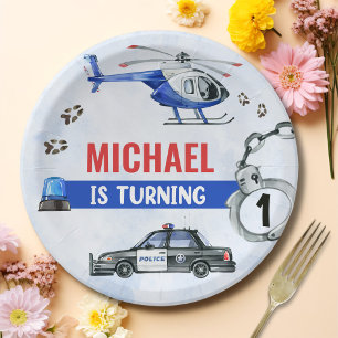 Assiettes En Carton Police Boy 1er anniversaire fête