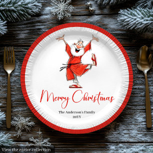 Assiettes En Carton Police drôle de police de Noël Père Noël Écriture