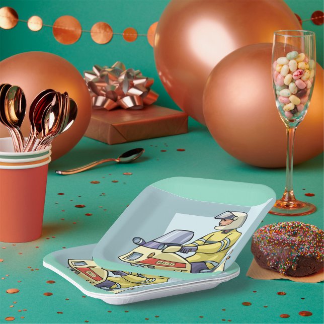 Assiettes En Carton Police Motorcycle Officer Law Enforcement (Créateur téléchargé)