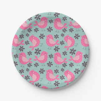 Assiettes En Carton Polka Dot Birds and Flowers