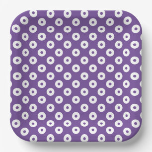 Assiettes En Carton Polka-Dots simples violets et blancs