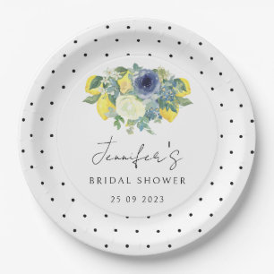 Assiettes En Carton Polka point jaune bleu citron nuptiale plaque de p