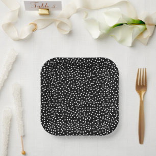 Assiettes En Carton Polka Pote Abstraite moderne noir et blanc