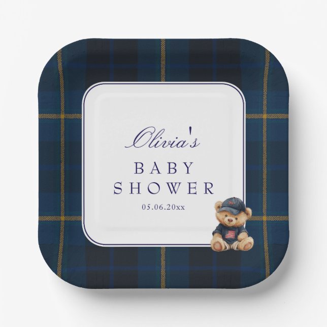 Assiettes En Carton Polo Teddy Bear Baby Shower (Recto)