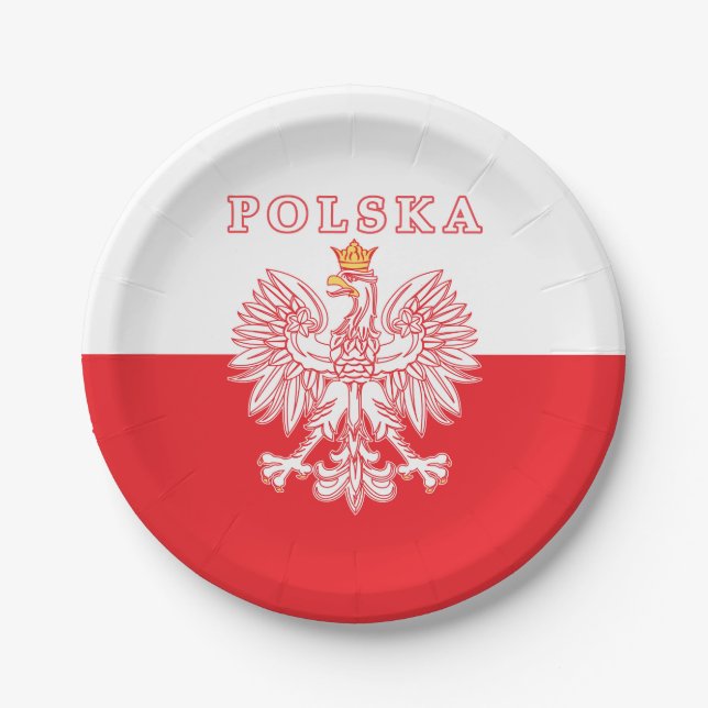 Assiettes En Carton Polska Avec Aigle Rouge Polonais (Devant)