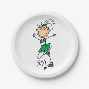 Assiettes En Carton Pom-pom girl de la figure bâche verte