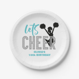 Assiettes En Carton Pom-pom turquoise Argent Noir Pom-pom Anniversaire