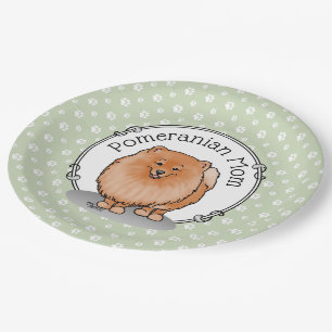 Assiettes En Carton Pomeranian Maman Pom Maman (rouge orange) Mignonne
