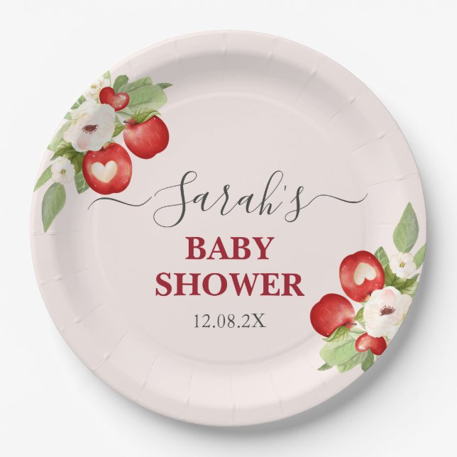 Assiettes En Carton Pomme de notre Baby shower oculaire (Devant)