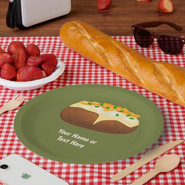 Assiettes En Carton Pomme de terre cuite à la peau - Fromage et Jeu -  (Pique-nique)