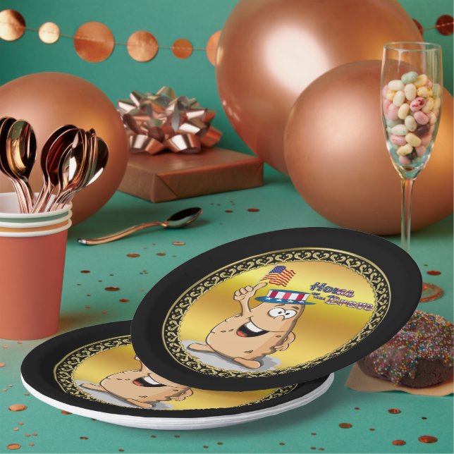 Assiettes En Carton Pomme de terre patriotique avec casquette américai (Multi)