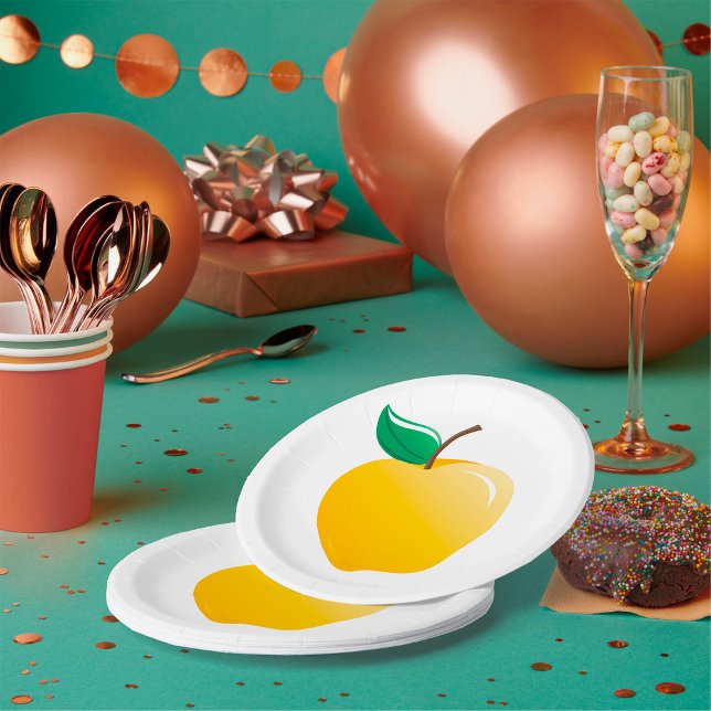 Assiettes En Carton Pomme jaune dorée (Créateur téléchargé)