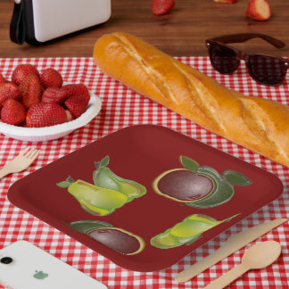 Assiettes En Carton Pommes et poires de fruits