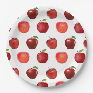 Assiettes En Carton Pommes rouges fraîches sur fond blanc