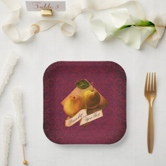 Assiettes En Carton Pommes Vintage Personnalisables Élégant Damassé Vi