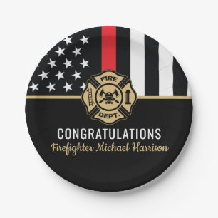 Assiettes En Carton Pompier Fire Academy Red Line Drapeau Graduation