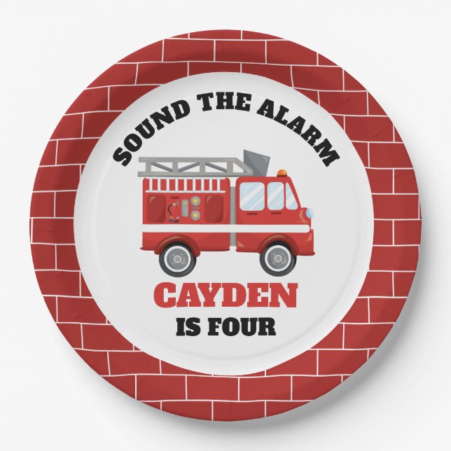 Assiettes En Carton Pompier Pompier Plaques papier fête d'anniversaire (Devant)