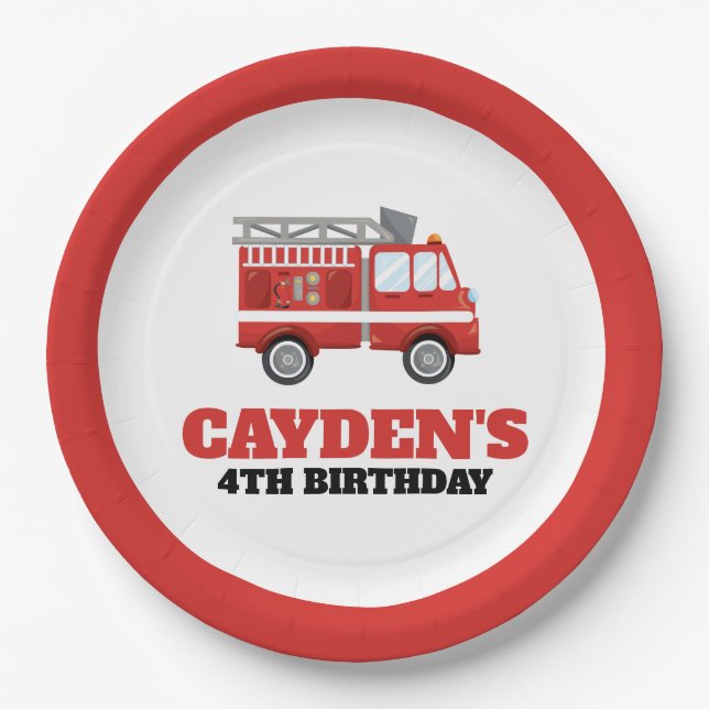 Assiettes En Carton Pompier Pompier Plaques papier fête d'anniversaire (Devant)