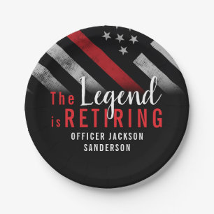 Assiettes En Carton Pompier Retraite Ligne Rouge Flag Flaman