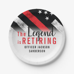 Assiettes En Carton Pompier Retraite Red Line Flag