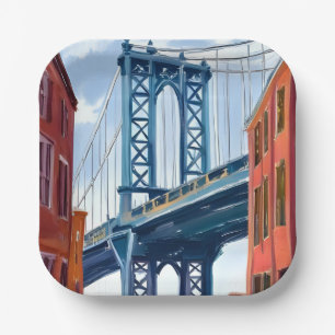 Assiettes En Carton Pont de Manhattan New York City Peinture