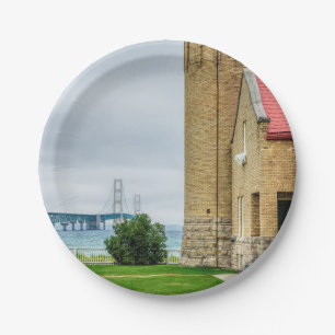Assiettes En Carton Pont Mackinac et phare