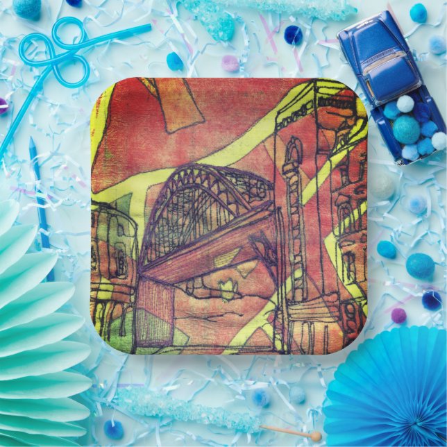 Assiettes En Carton Pont Newcastle (Fête)