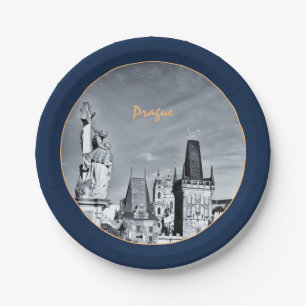 Assiettes En Carton Pont Prague & Charles, Christ, Château / Czechia 