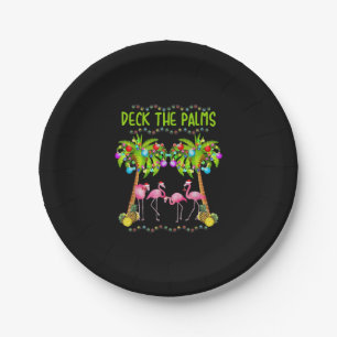 Assiettes En Carton Pont the Palms Merry Flamingo Christmas tee funny
