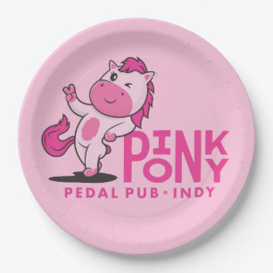 Assiettes En Carton Pony Pedal Pub Indy - Plaques de fête rose