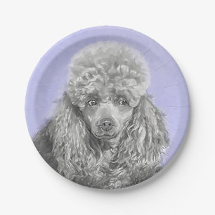 Assiettes En Carton Poodle (Jouet, Miniature) Peinture Chien Art origi
