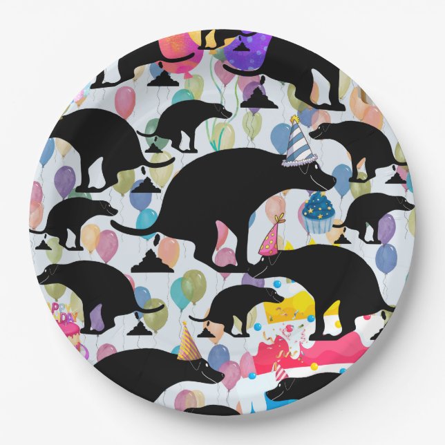 Assiettes En Carton Pooping Chien fête d'anniversaire (Devant)