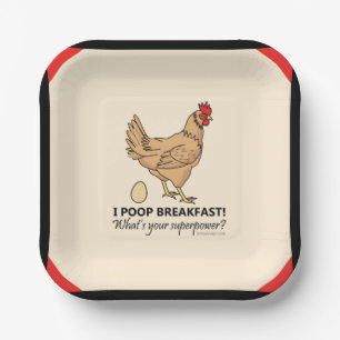 Assiettes En Carton Poops de poulet Petit-déjeuner Drôle Plaques de pa