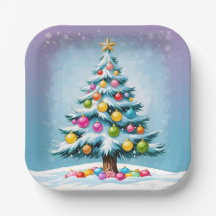 Pop Art Cartoon Arbre de Noël Ornements colorés