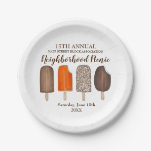 Assiettes En Carton Pop de crème glacée Bars Popsicle Creamsicle Pique