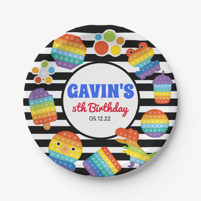 Assiettes En Carton Pop It Birthday Plate, Fidget Birthday Plate (Devant)