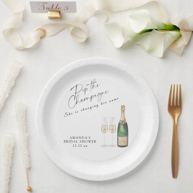 Assiettes En Carton Pop the Champagne Bridal shower (Mariage)