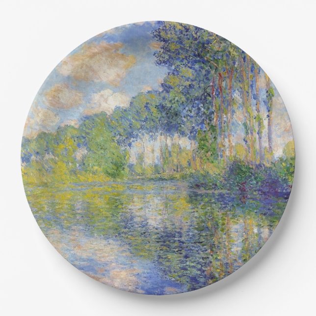 Assiettes En Carton Poplaires sur l'Epte (par Claude Monet) (Devant)