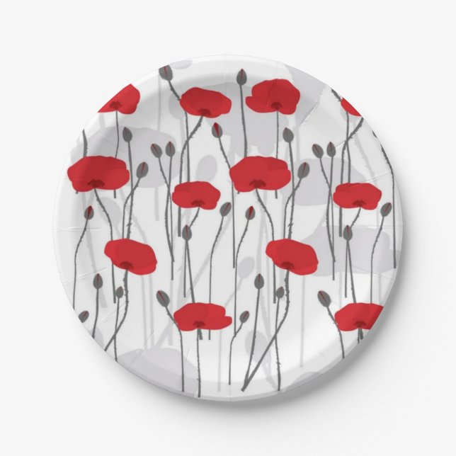 Assiettes En Carton Poppy flower gift botanical pretty monogram (Devant)