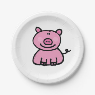 Assiettes En Carton porcin rose