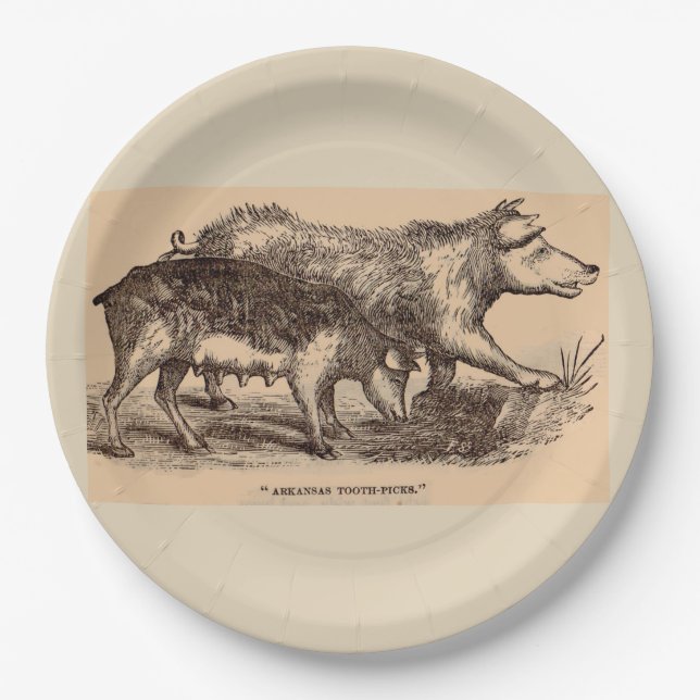 Assiettes En Carton Porcs posters de animaux de ferme du 19e siècle (Devant)