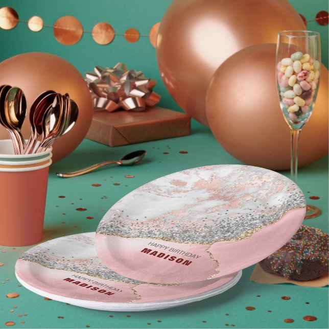 Assiettes En Carton Porte en marbre rose (Multi)