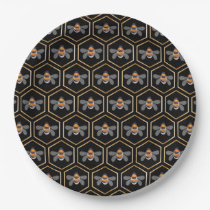 Assiettes En Carton Porte-miel et abeilles