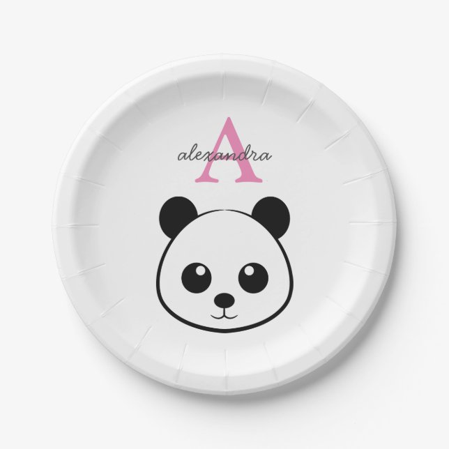 Assiettes En Carton Porte-panda coutume Monogramme (Devant)