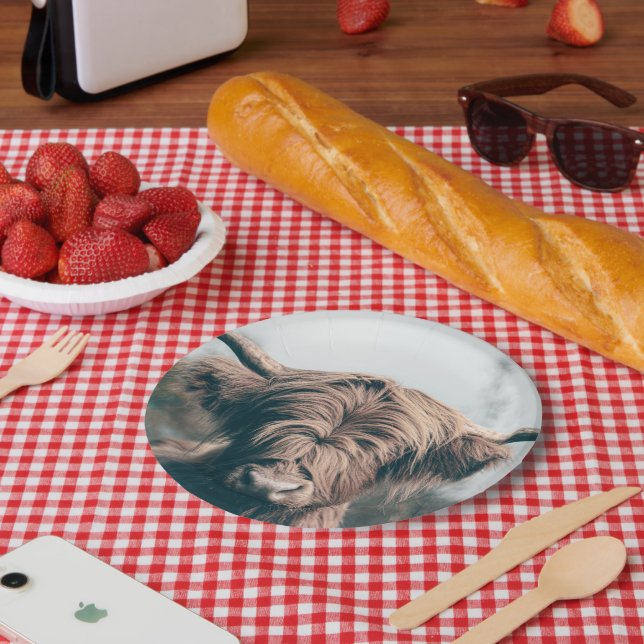 Assiettes En Carton Portrait de vache Highland (Pique-nique)