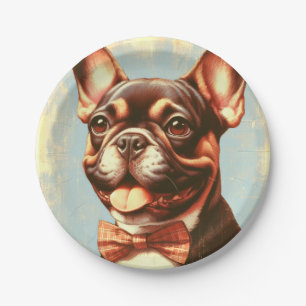Assiettes En Carton Portrait vintage de peinture Bulldog