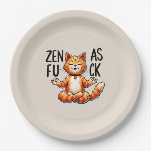 Assiettes En Carton Pose de Yoga de chat - Zen