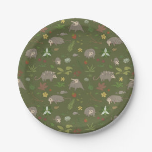 Assiettes En Carton Possum dans un champ de Berry en vert