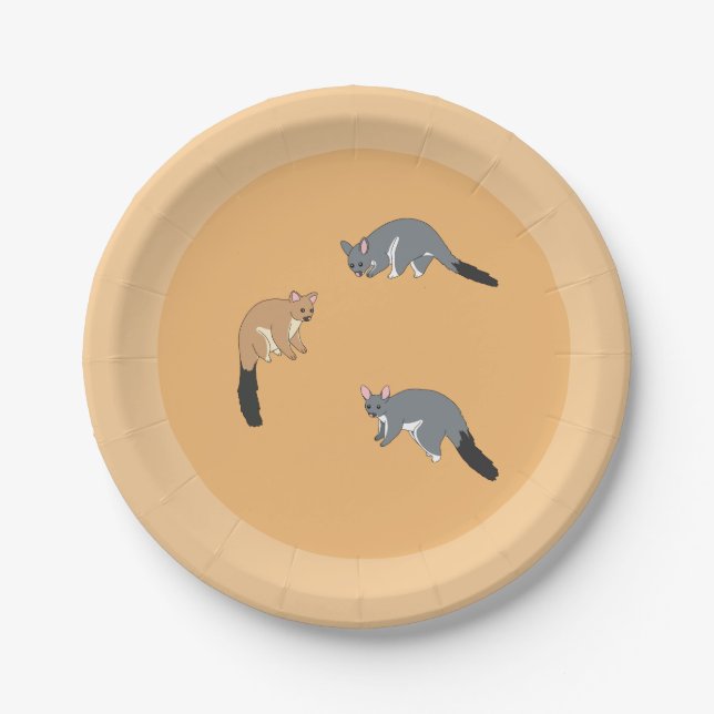 Assiettes En Carton Possums à queue touffue (Devant)